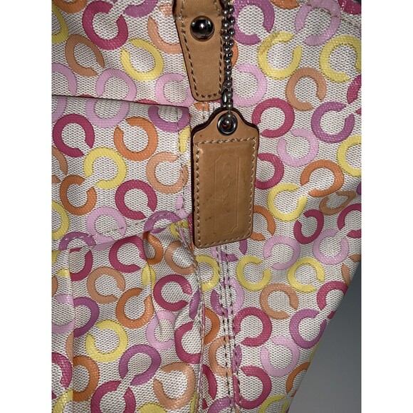 COACH Leah Signature Op Art Muti-color CC Shopper Tote Bag 13142 READ - Picture 2 of 16